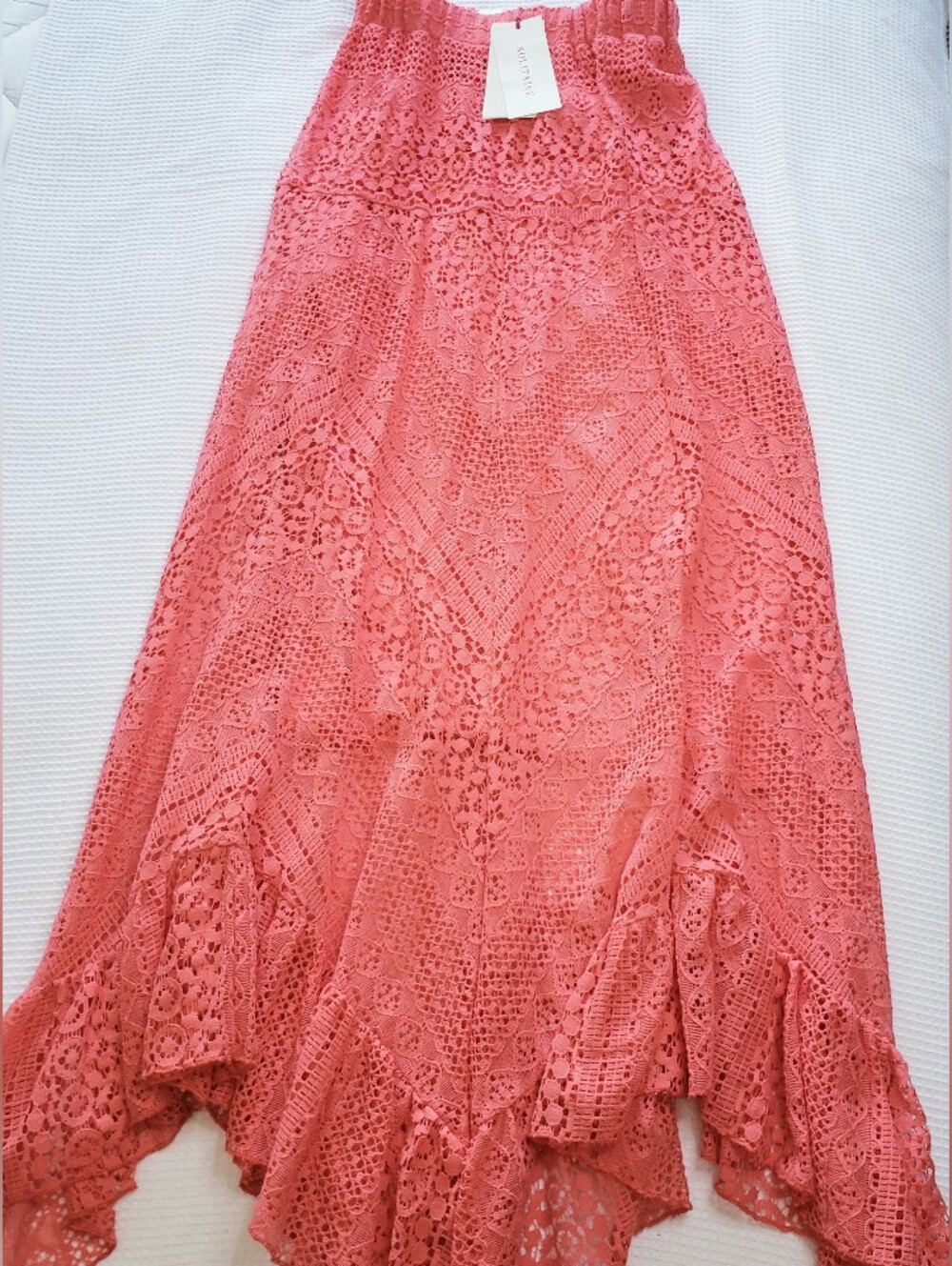 NEW Solitaire Women's XS Bright Coral Lace Long Summer Maxi Skirt